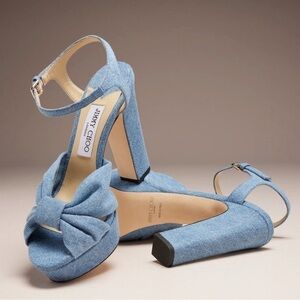 Jimmy Choo Heloise Denim Platform Heel Sandals